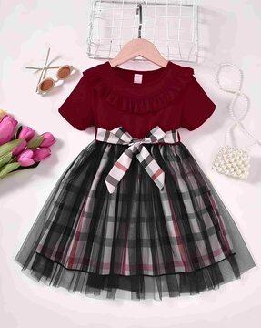 girls checked a-line dress