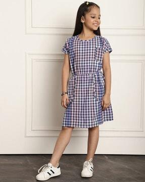 girls checked a-line dress