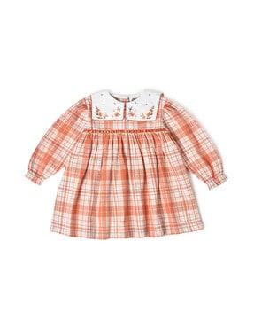 girls checked fit & flare dress