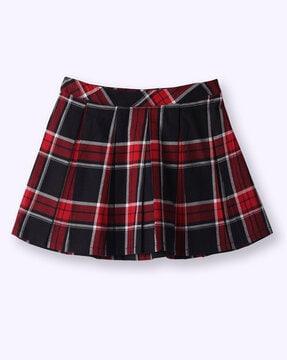 girls checked flared skirt