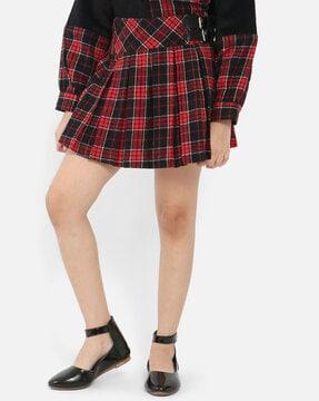 girls checked flared skirt