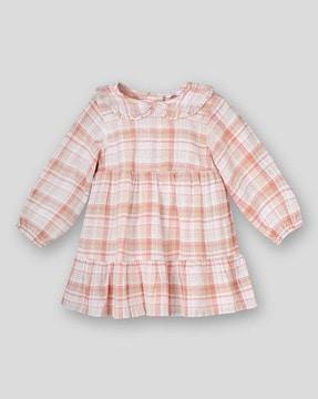 girls checked tiered dress