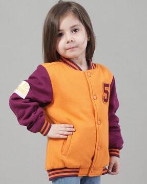 girls colour-blocked trenches jacket