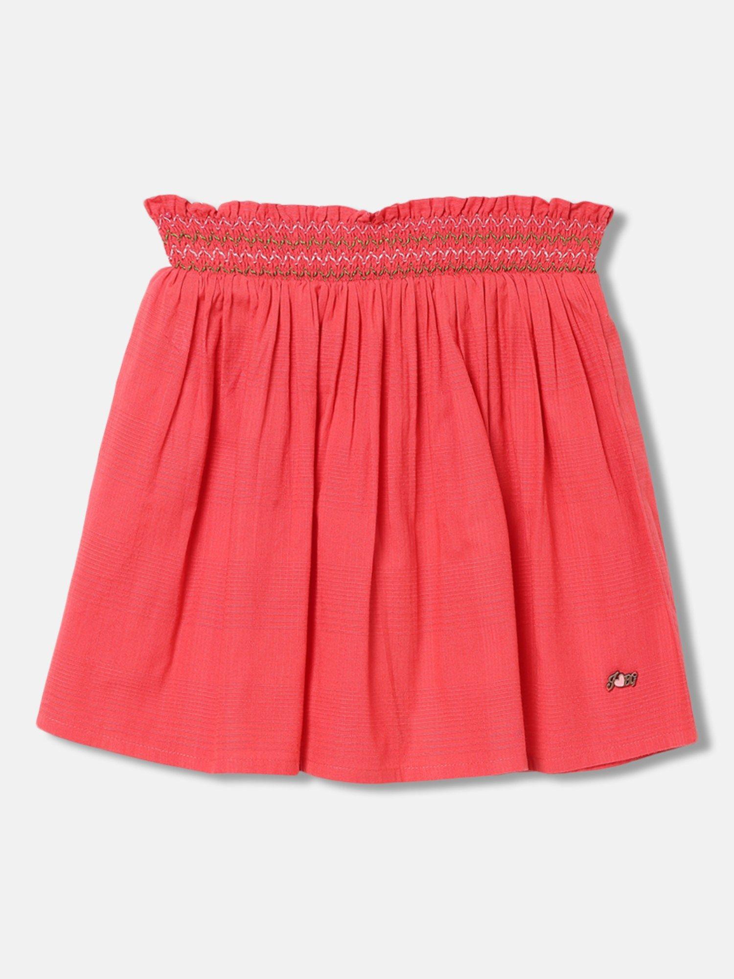 girls coral solid flared skirt