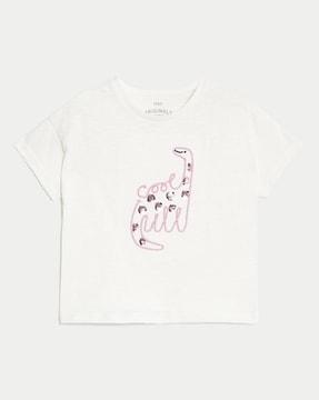 girls dinosaur embellished relaxed fit round-neck t-shirt