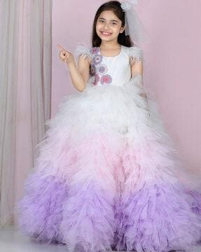 girls embellished gown dress with back tail