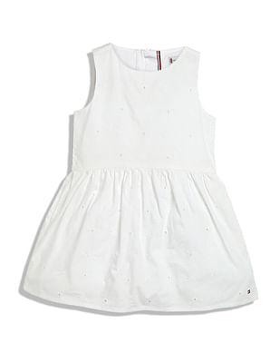 girls embroidered monogram fit and flare dress