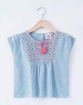 girls embroidered panel regular fit top