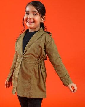 girls embroidery jacket with button-closure