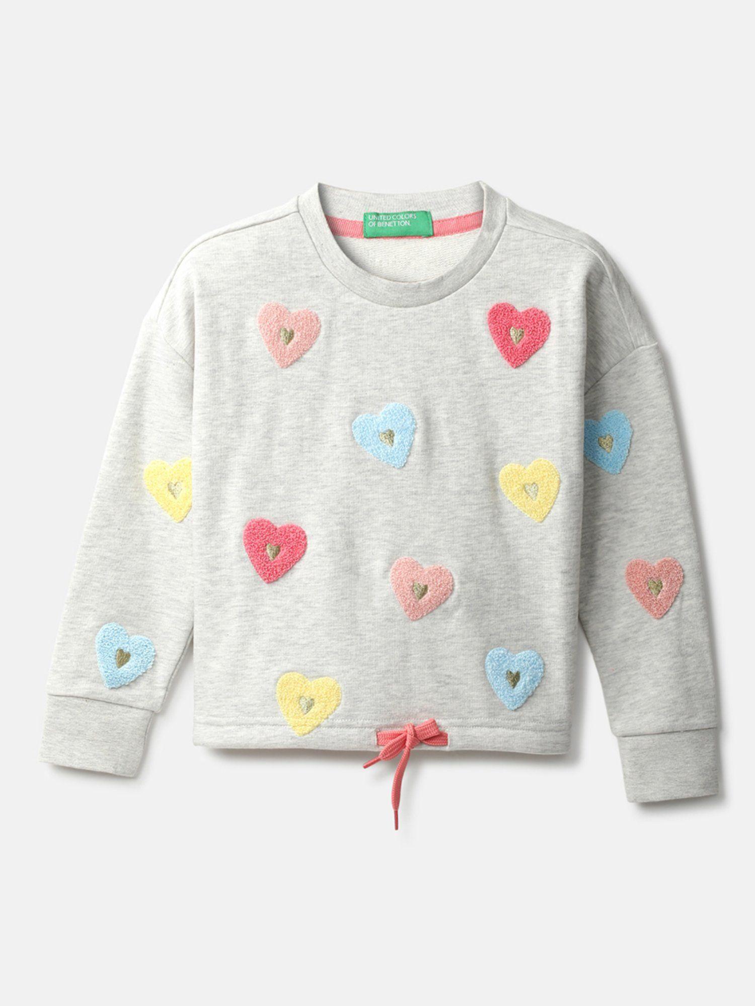 girls embroidery round neck sweatshirt