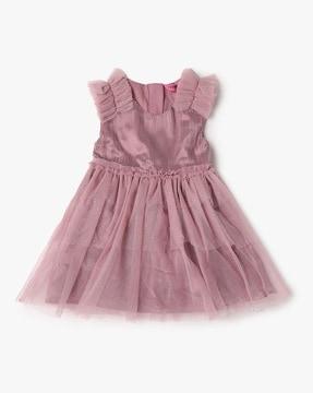 girls fit & flare dress with waist tie-up