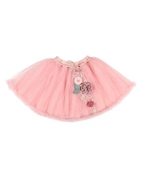 girls floral embroidered flared skirt