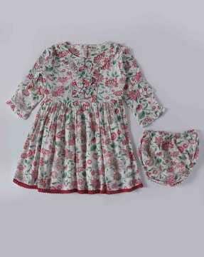 girls floral print fit & flare dress