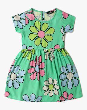 girls floral print fit & flare dress