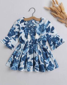 girls floral print fit & flare top