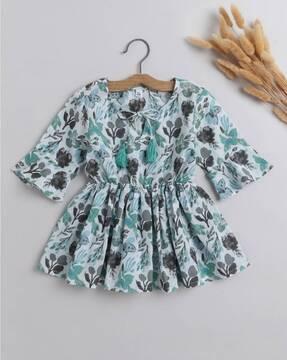girls floral print fit & flare top