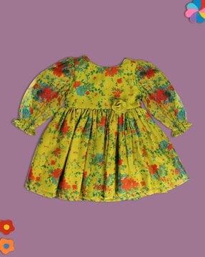 girls floral print fit & flared dress