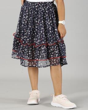 girls-floral-print-flared-skirt