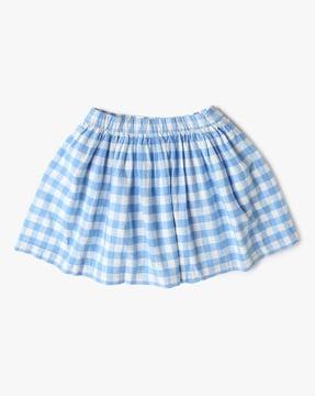 girls gingham checked a-line skirt