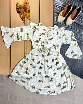 girls graphic print fit & flare dress