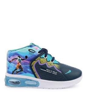 girls graphic print lace-up sneakers
