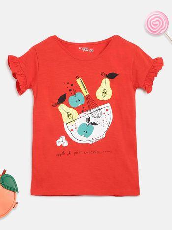 girls graphic top red