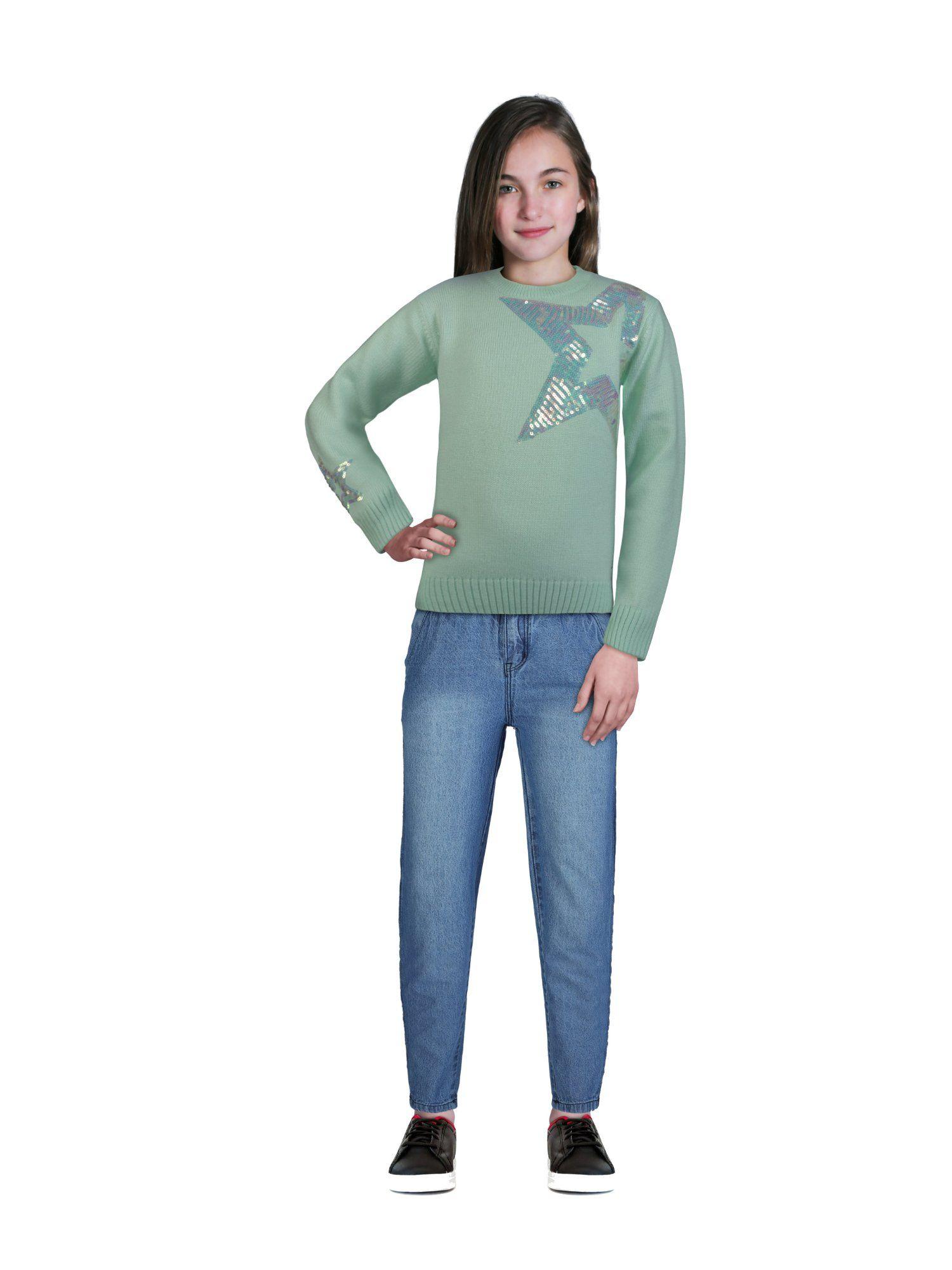 girls-green-cotton-embellished-sweater