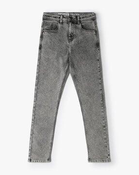 girls heavily washed slim fit jeans