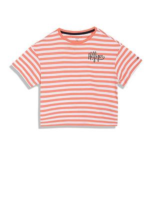 girls horizontal stripe cotton t-shirt