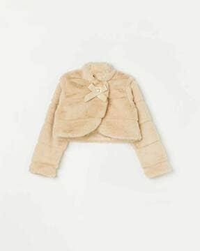 girls jacket with bow accent
