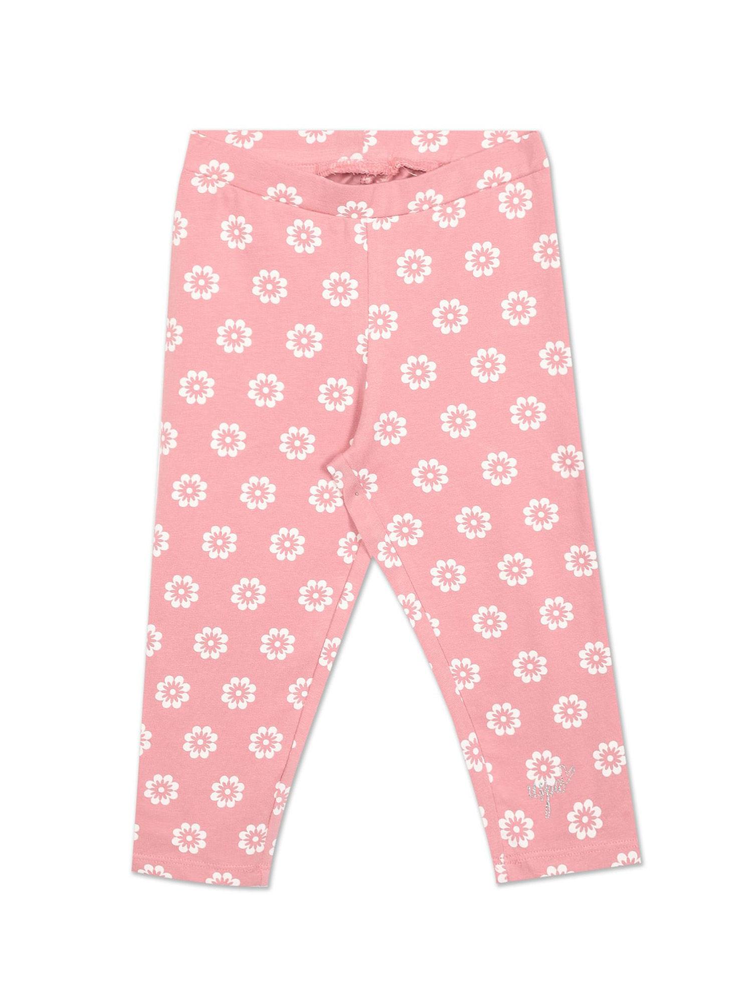 girls light pink elasticized waist printed leggings