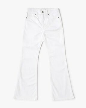 girls light wash high-rise flared jeans