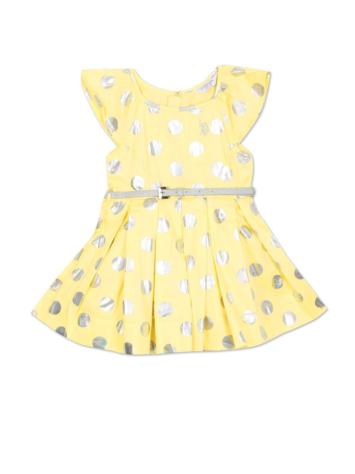 girls-light-yellow-cap-sleeve-metallic-print-dress-(set-of-2)