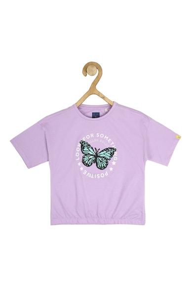 girls lilac graphic print casual t-shirt