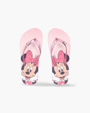 girls minnie mouse print thong-strap flip-flops
