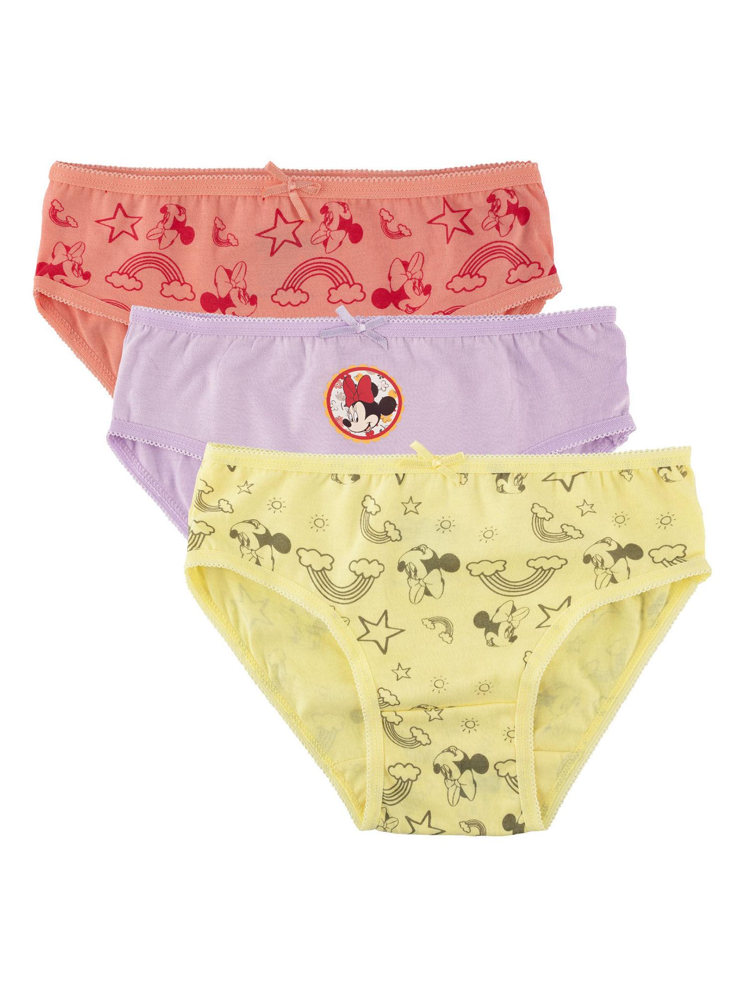 girls minnie mouse printed brief underwear innerwear multicolor (pack of 3)