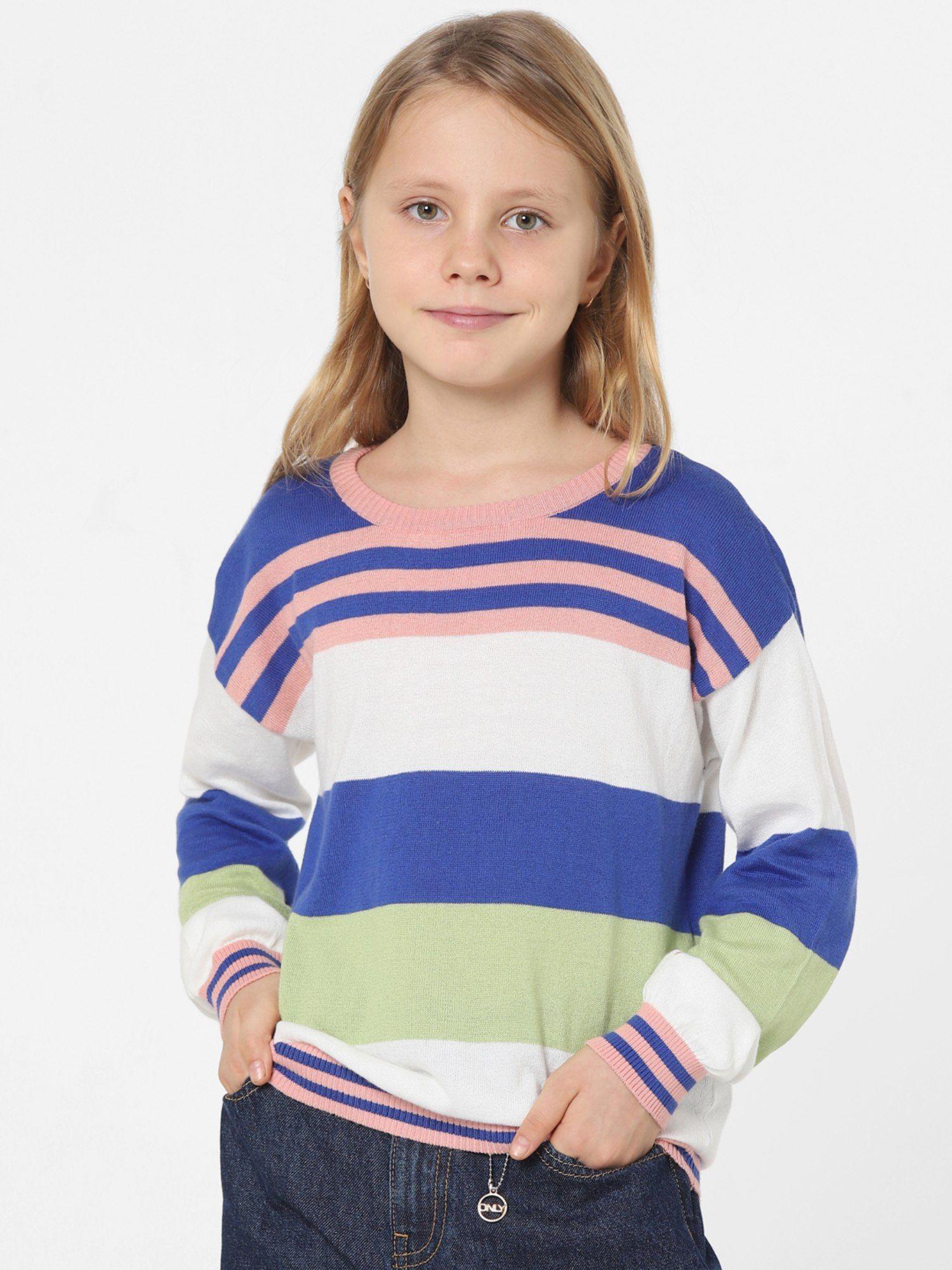 girls multicolor striped sweater