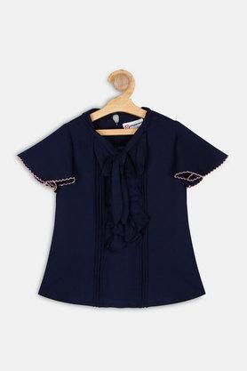girls navy blue solid casual top - navy