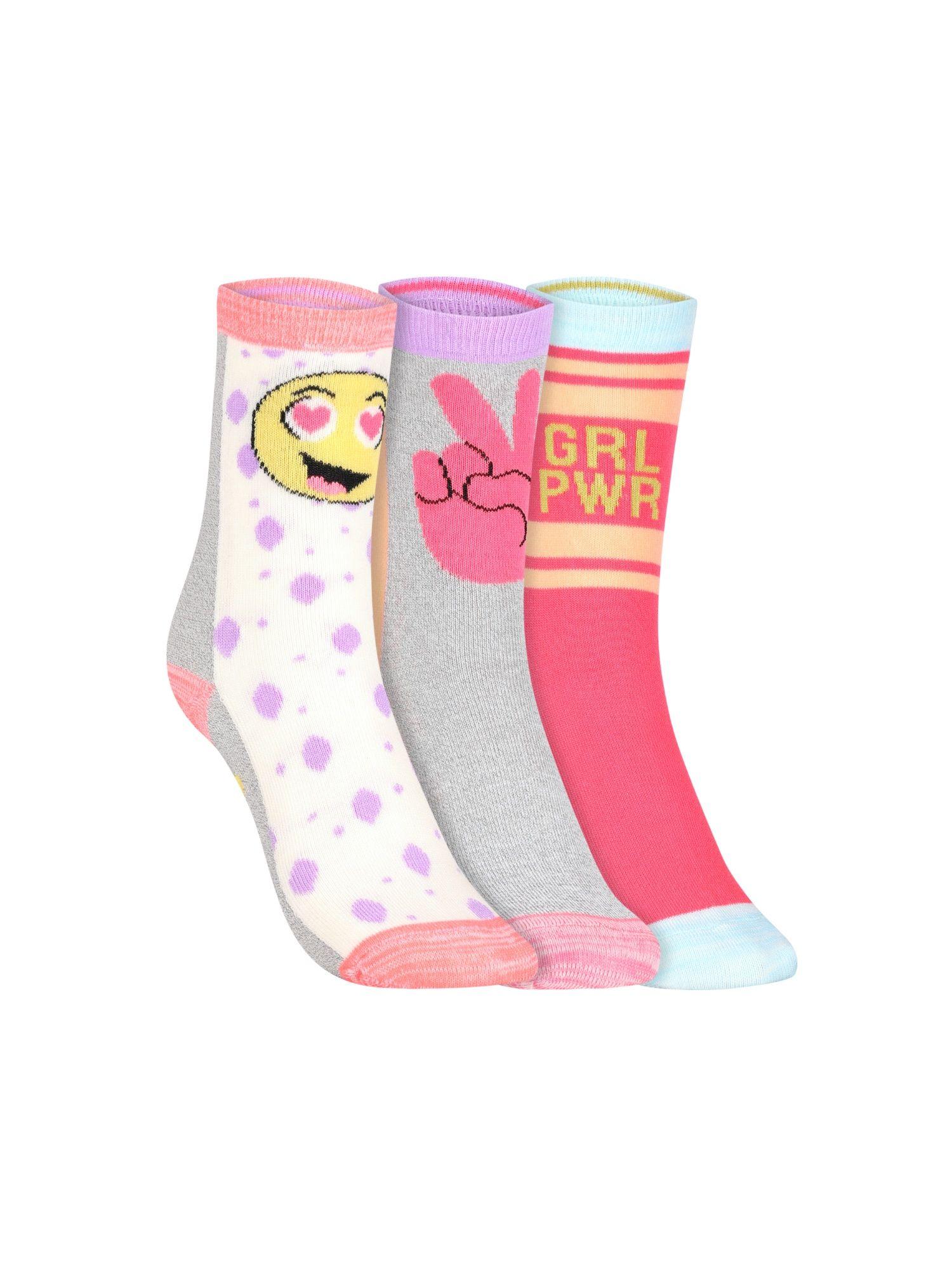 girls non terry crew- fla (pack of 3) (s)