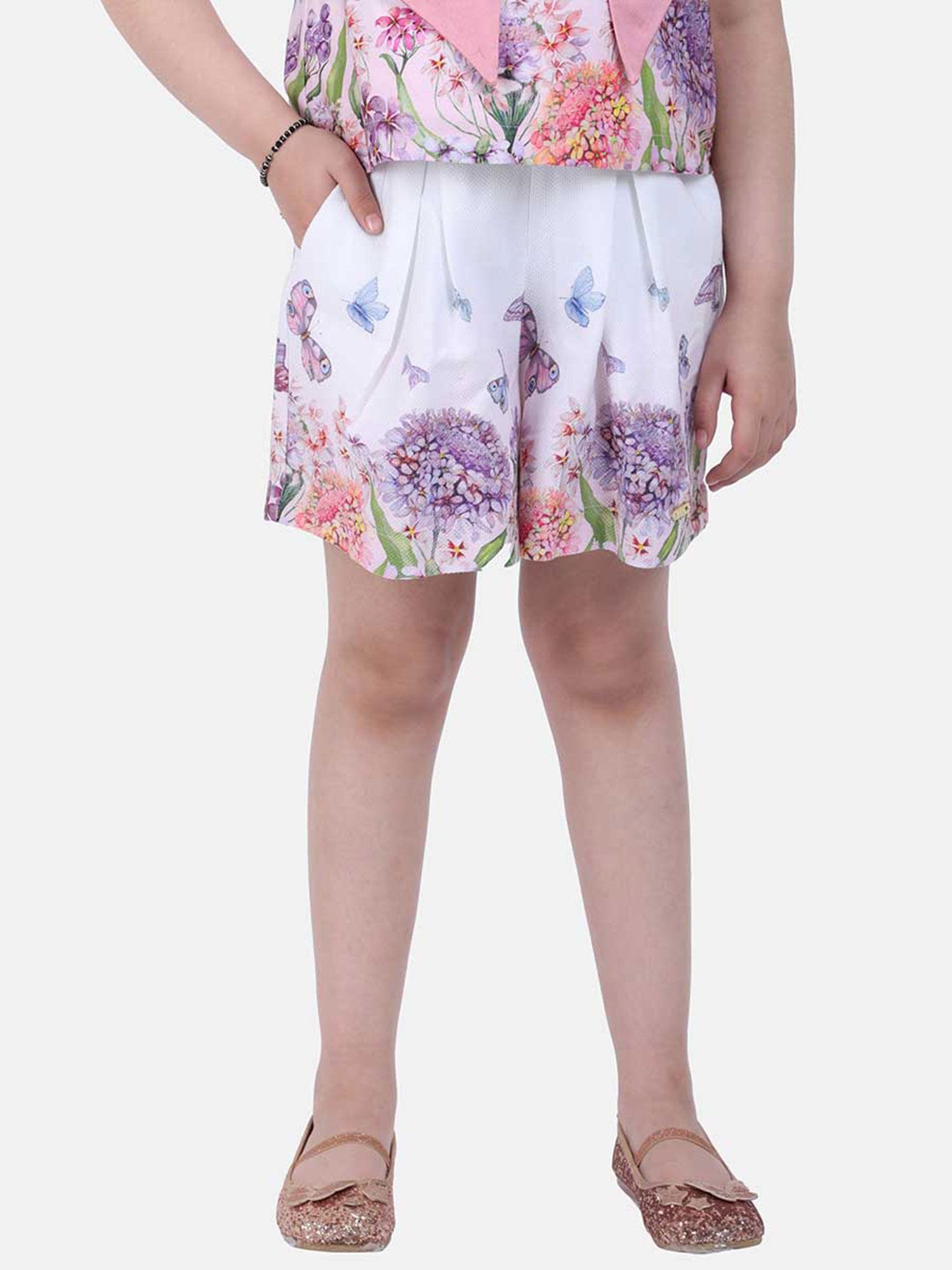 girls off white printed skirt