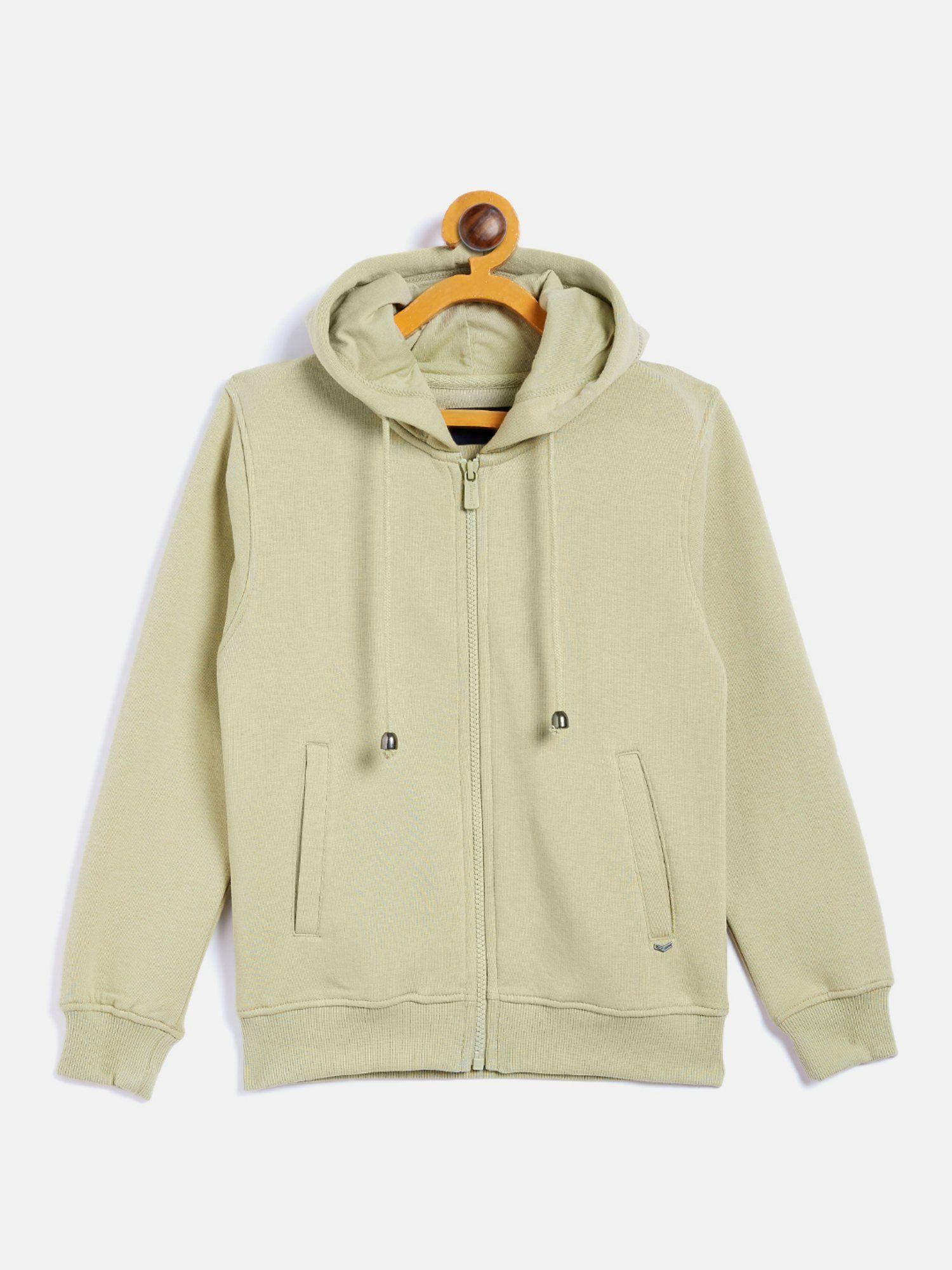 girls olive solid hooded sweatshirt
