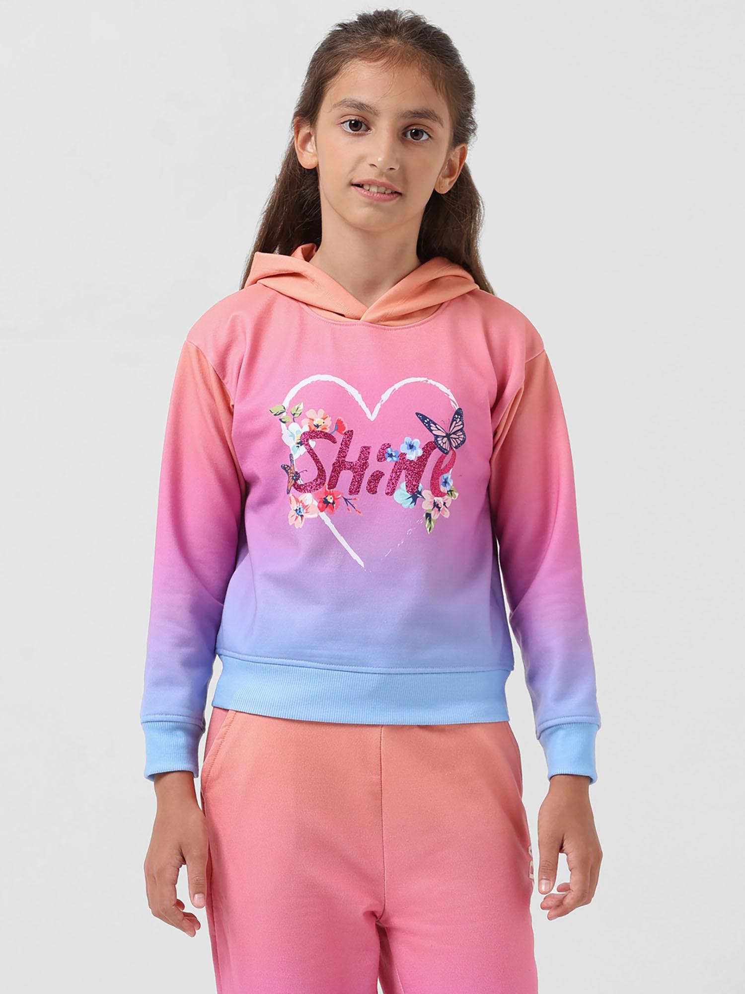 girls ombre pink hoodie