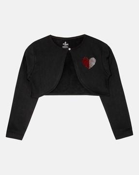 girls open-front shrug with embellishment