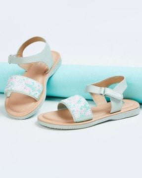 girls open-toe flat-sandals with velcro closure
