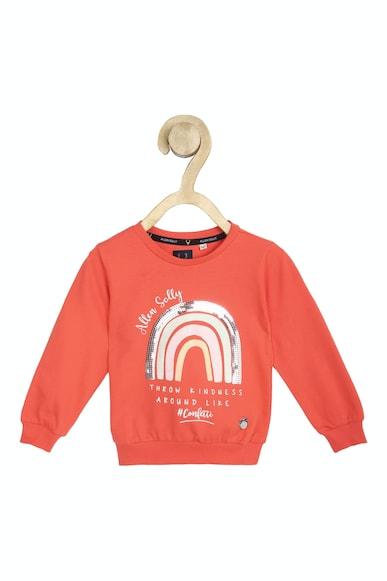 girls orange graphic print regular fit sweatshirt
