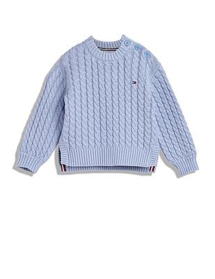 girls organic cotton cable knit sweater