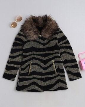 girls patterned-knit cardigan with insert pockets