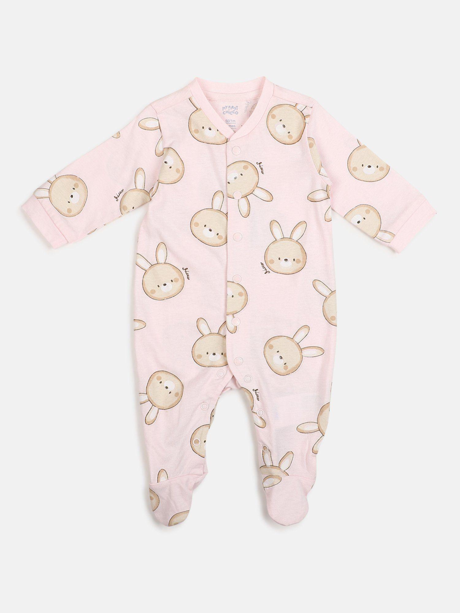 girls peach front opening rompers