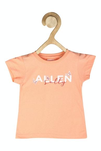girls peach graphic print casual t-shirt