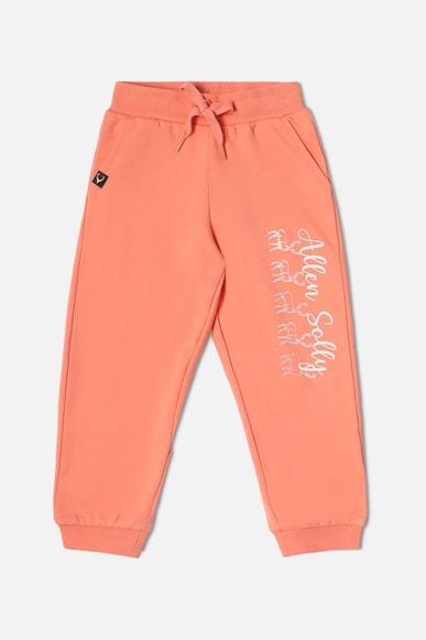 girls peach solid regular fit jogger pants